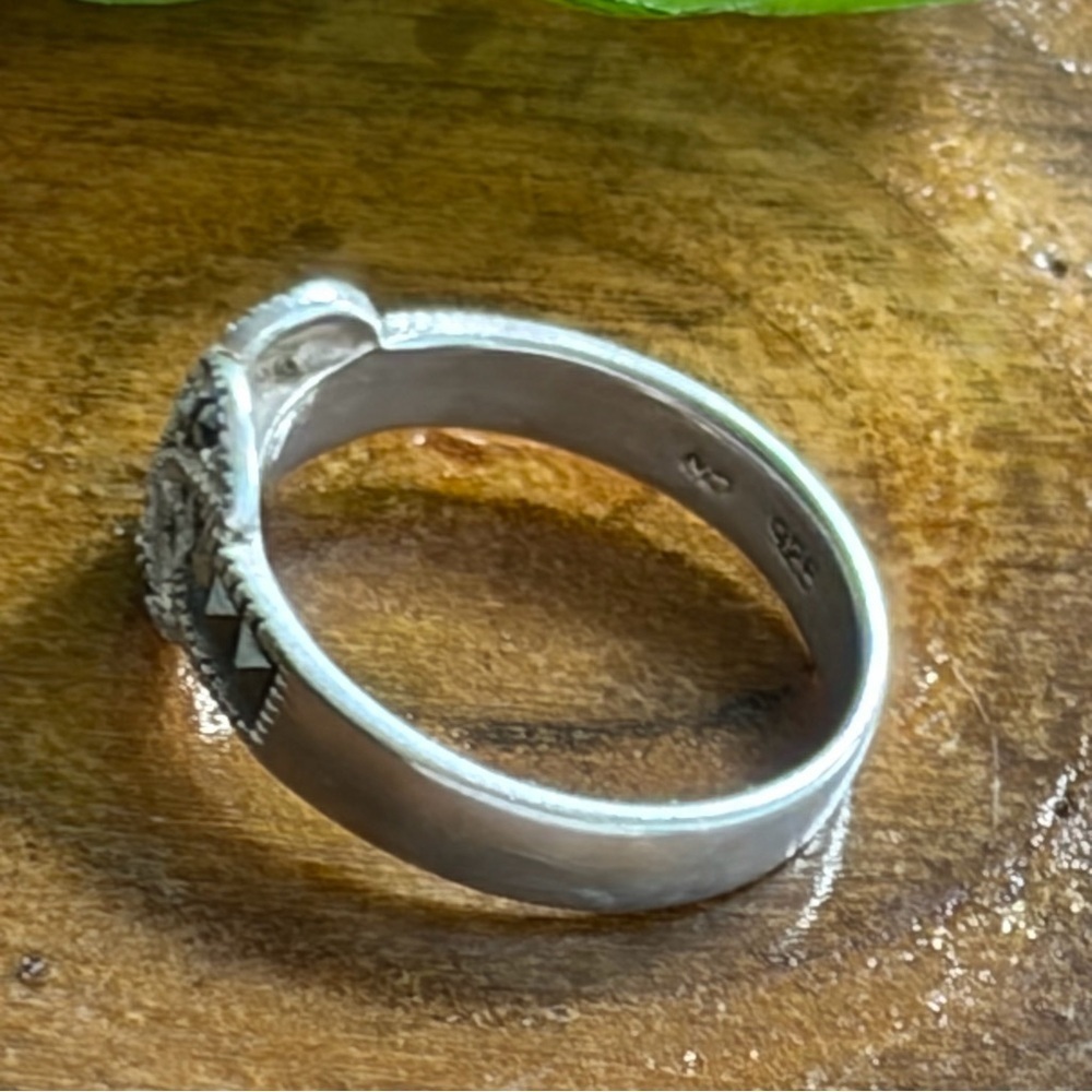 Vintage Sterling Silver 925 Marcasite Ring Size 5 1/2 5.5 Bow Knot Art Deco - Picture 10 of 11
